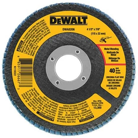 DEWALT DWA8206 40 Grit Zirconia T27 Flap, 4-1/2-Inch X 7/8-Inch 1 DEWALT DWA8206 40 Grit Zirconia T27 Flap, 4-1/2-Inch X 7/8-Inch