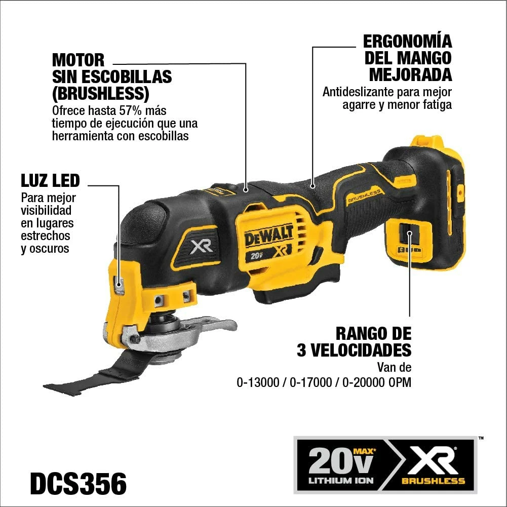 DEWALT 20V MAX XR Oscillating Multi-Tool, Variable Speed, Tool Only (DCS356B) 2 DEWALT 20V MAX XR Oscillating Multi-Tool, Variable Speed, Tool Only (DCS356B) - Image 2