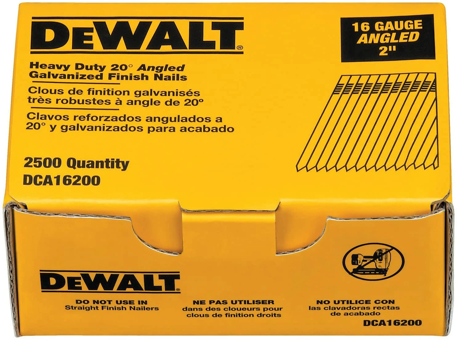 DEWALT Finish Nails, 20-Degree, 2-Inch, 16GA, 2500-Pack (DCA16200) 1 DEWALT Finish Nails, 20-Degree, 2-Inch, 16GA, 2500-Pack (DCA16200)