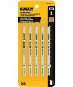 DEWALT DW3703-5 4-Inch 6 TPI Fast Clean Cut Wood Cobalt Steel U-Shank Jig Saw Blade (5-Pack)