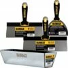 DEWALT Stainless Steel Taping Knife & Mud Pan Set + FREE BONUS 6" Soft Grip Putty Knife | 10/12" Blades + 14" Mud Pan | Soft