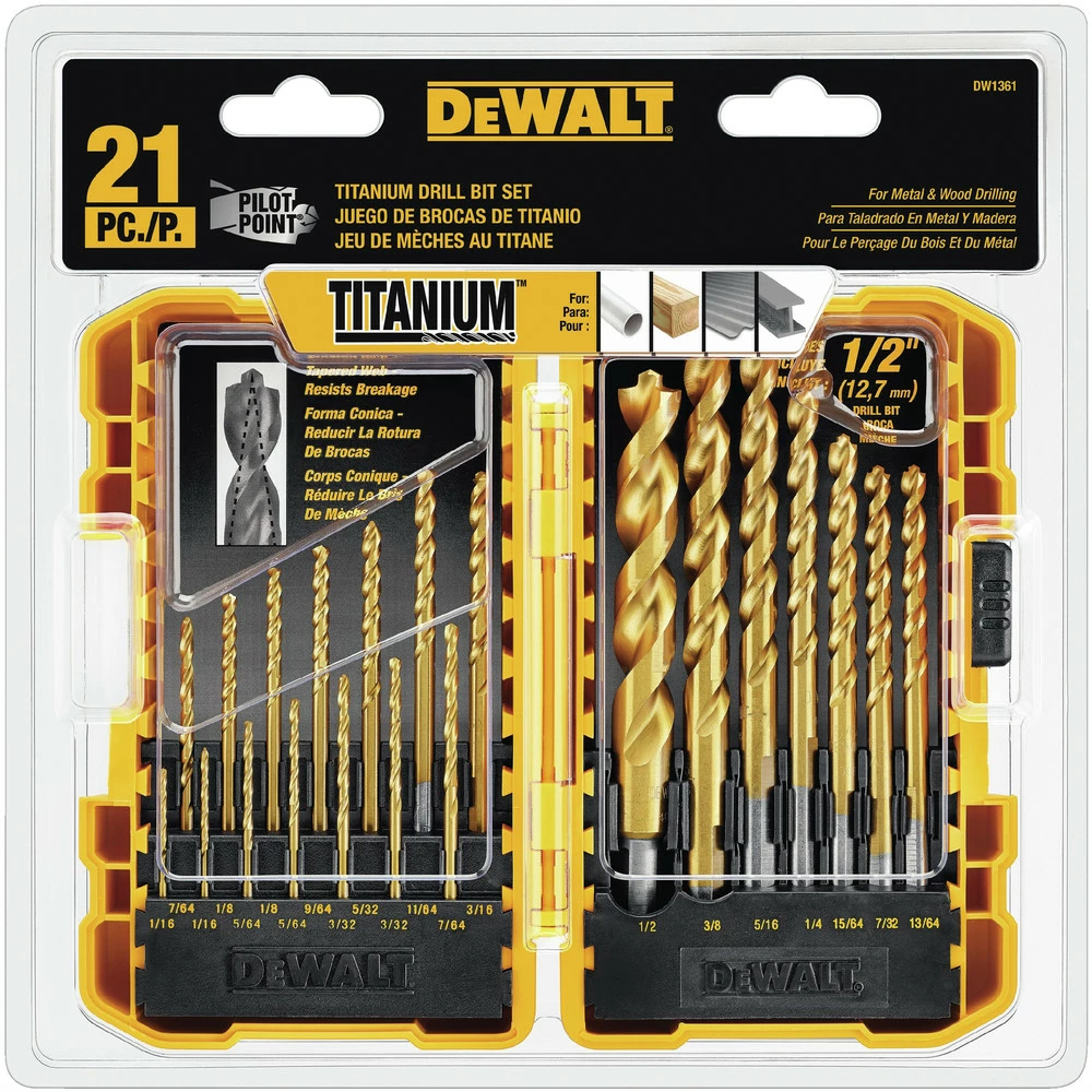DeWalt DW1361 21 Pc Titanium Pilot Point Drill Bit Set 3 DeWalt DW1361 21 Pc Titanium Pilot Point Drill Bit Set - Image 3