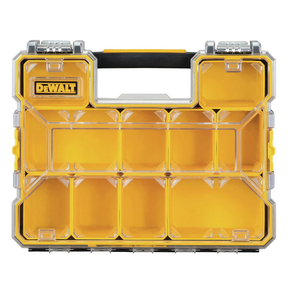 DeWalt DWST14825 14 in. x 17-1/2 in. x 4-1/2 in. Deep Pro Organizer with Metal Latch - Yellow/Clear/Black 3 DeWalt DWST14825 14 in. x 17-1/2 in. x 4-1/2 in. Deep Pro Organizer with Metal Latch - Yellow/Clear/Black - Image 3
