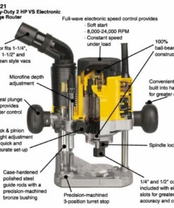 DeWalt DW621 2HP Electronic Variable Speed Plunge Router Tool -DeWalt Outlet Store prod 19651766012