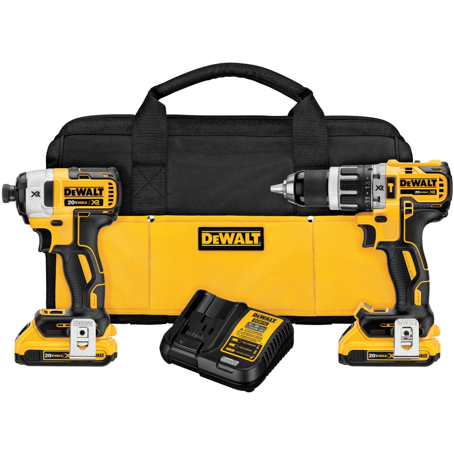 DeWalt 20V MAX XR Lithium-Ion 2.0Ah Brushless Compact Hammer Drill and Impact Driver Combo Kit 1 DeWalt 20V MAX XR Lithium-Ion 2.0Ah Brushless Compact Hammer Drill and Impact Driver Combo Kit