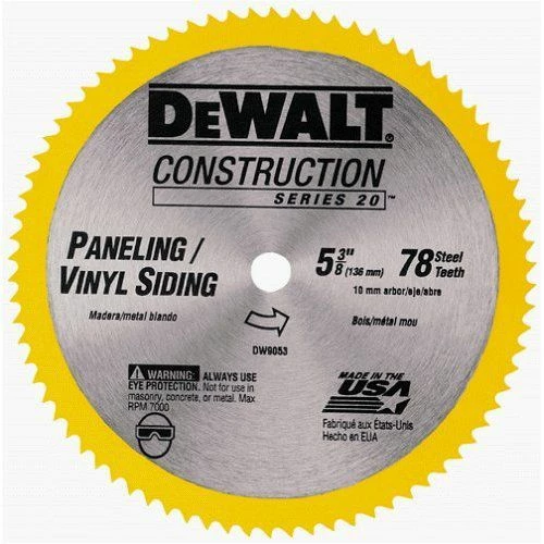 DeWalt 5-3/8 in. 78T Steel Saw Blade (Vinyl/Paneling) 1 DeWalt 5-3/8 in. 78T Steel Saw Blade (Vinyl/Paneling)